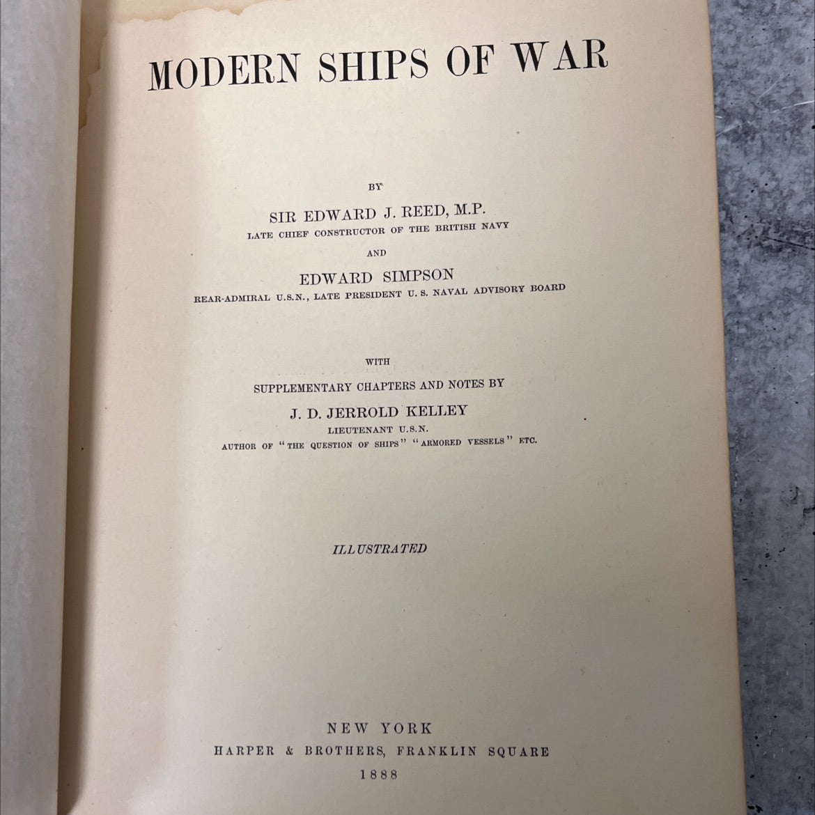 modern ships of war book, by sir edward j. reed, m.p. and edward simpson, 1888 Hardcover, First Edition, Antique image 2