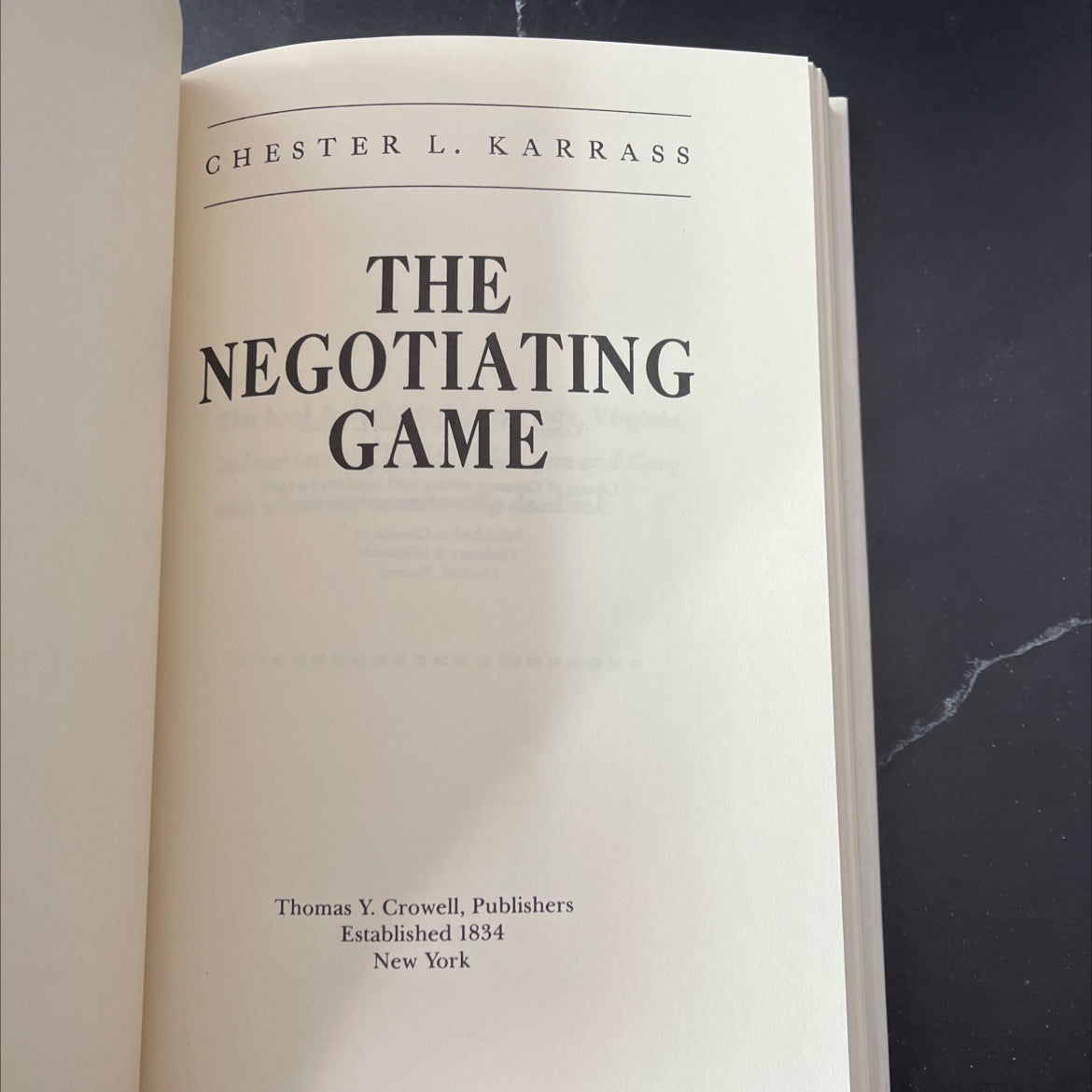 negotiating game book, by Chester L. Karrass, 1970 Hardcover, First Edition, Vintage image 2