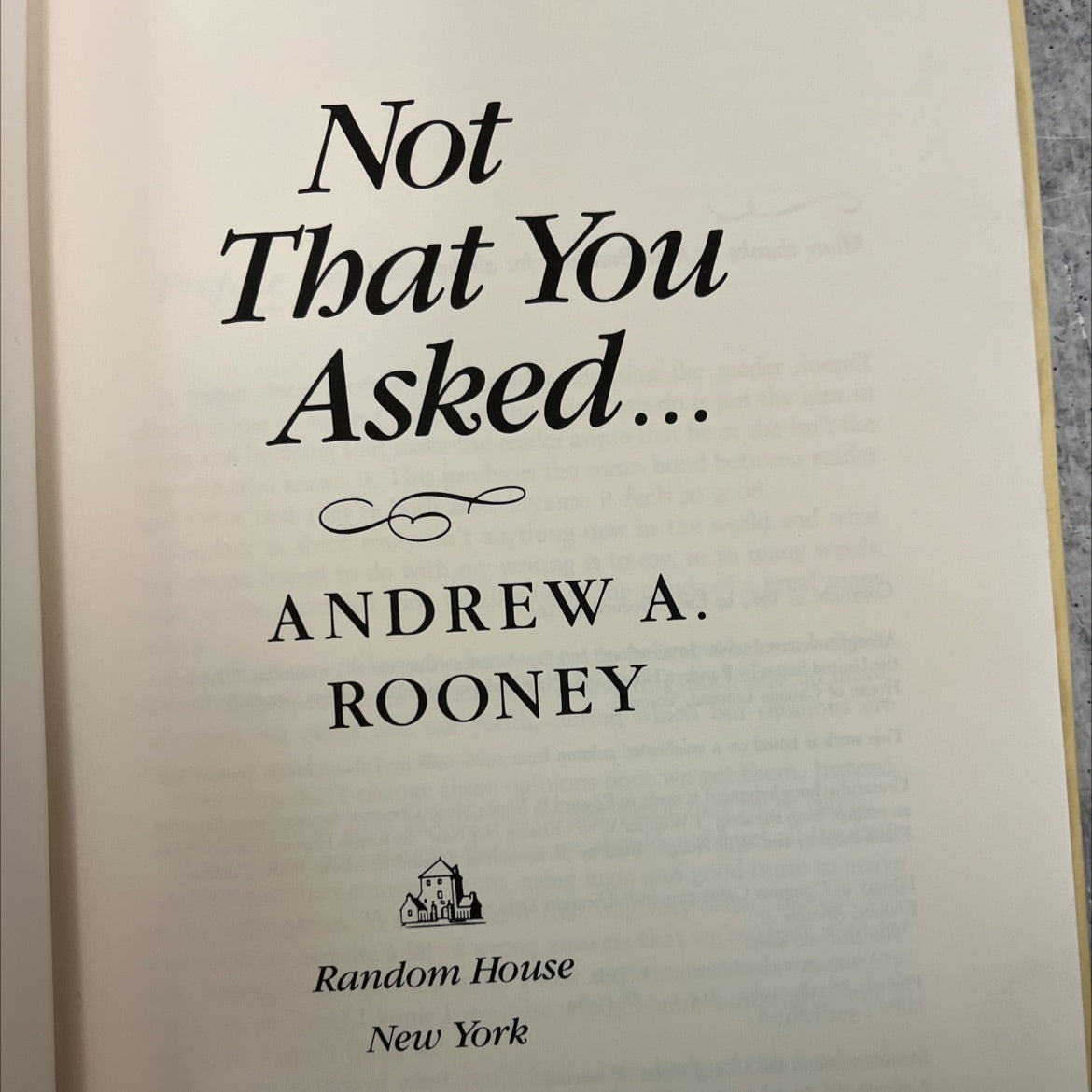 not that you asked book, by andrew a. rooney, 1989 Hardcover, First Edition image 2