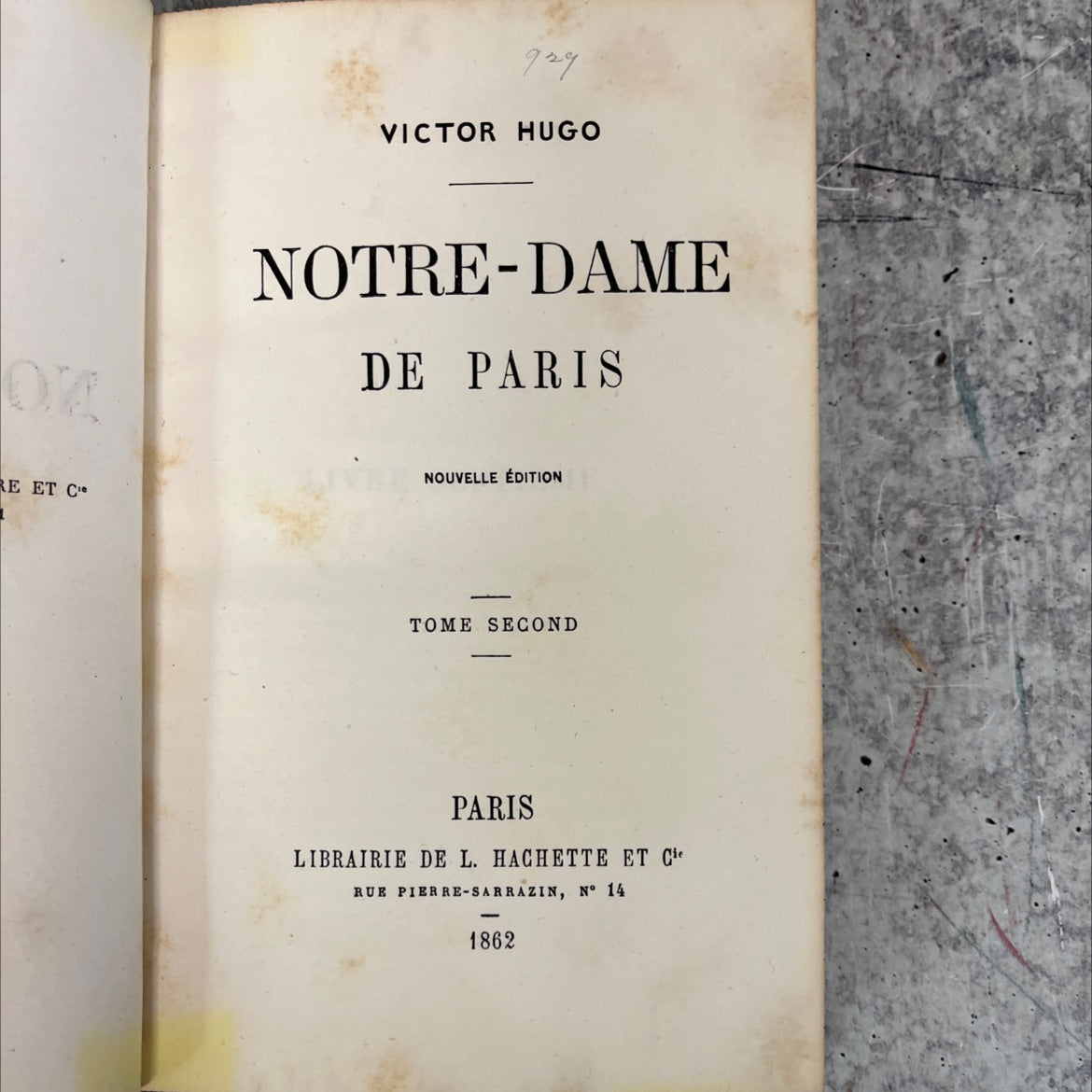 notre-dame de paris book, by victor hugo, 1862 Leather, Rare, Antique image 2