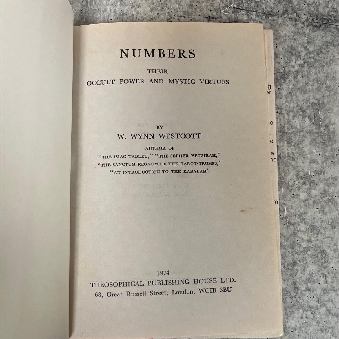 numbers their occult power and mystic virtues book, by w. wynn westcott, 1974 Hardcover, Vintage image 2