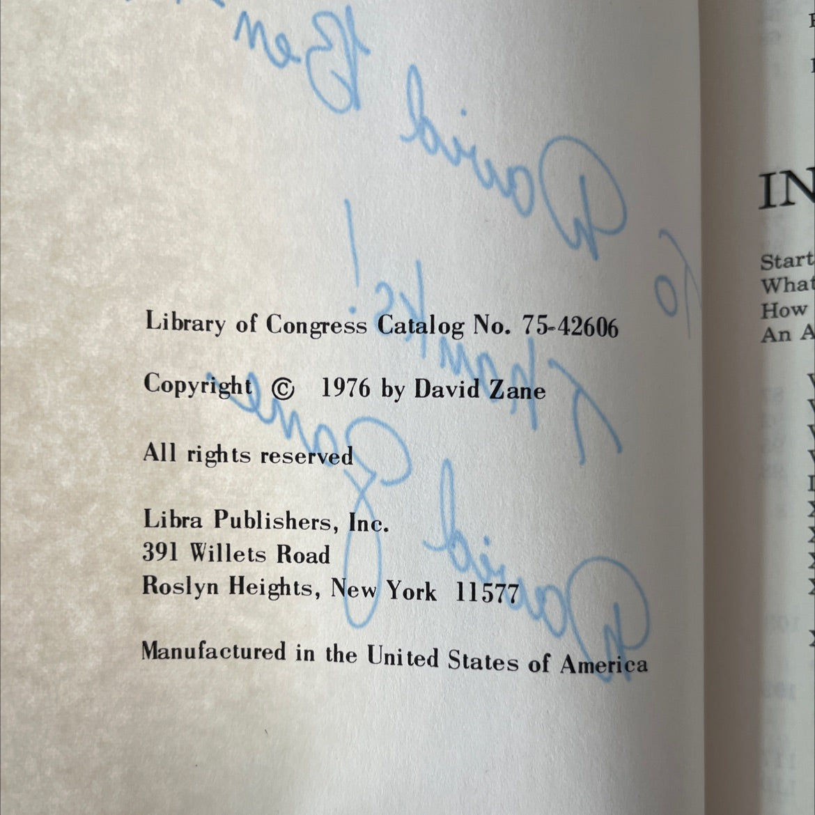 SIGNED oh! downtrodden book, by David Zane, 1976 Hardcover, First Edition, Vintage image 3