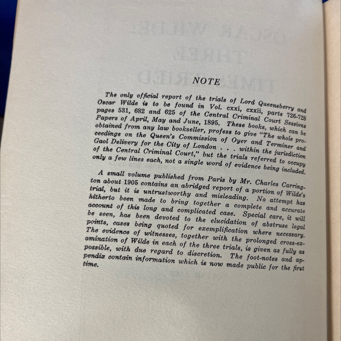 oscar wilde: three times tried book, by Unknown, 1905 Hardcover, First Edition, Rare, Vintage image 2