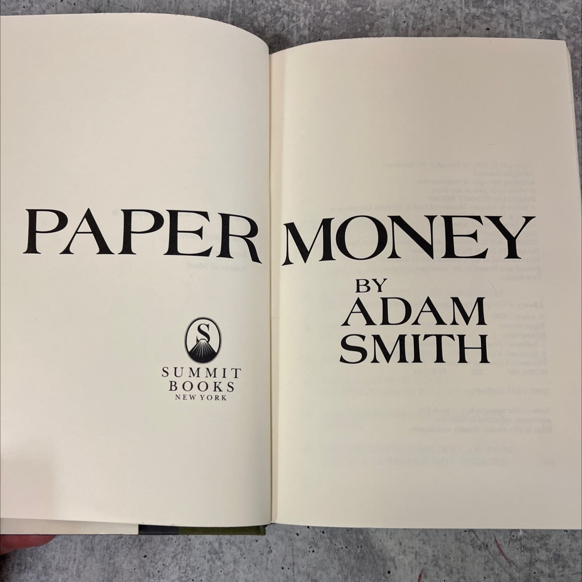 paper money book, by Adam Smith, 1981 Hardcover, First Edition, Vintage image 2