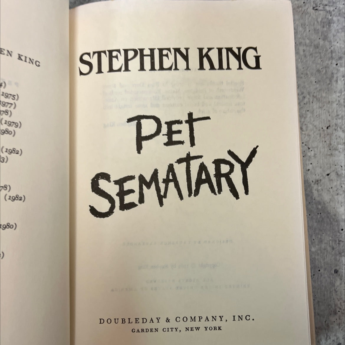 pet sematary book, by stephen king, 1983 Hardcover image 2