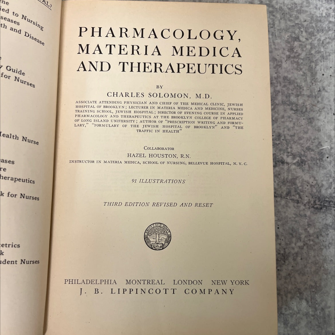 pharmacology, materia medica and therapeutics book, by charles solomon, m.d., 1938 Hardcover, Antique image 2