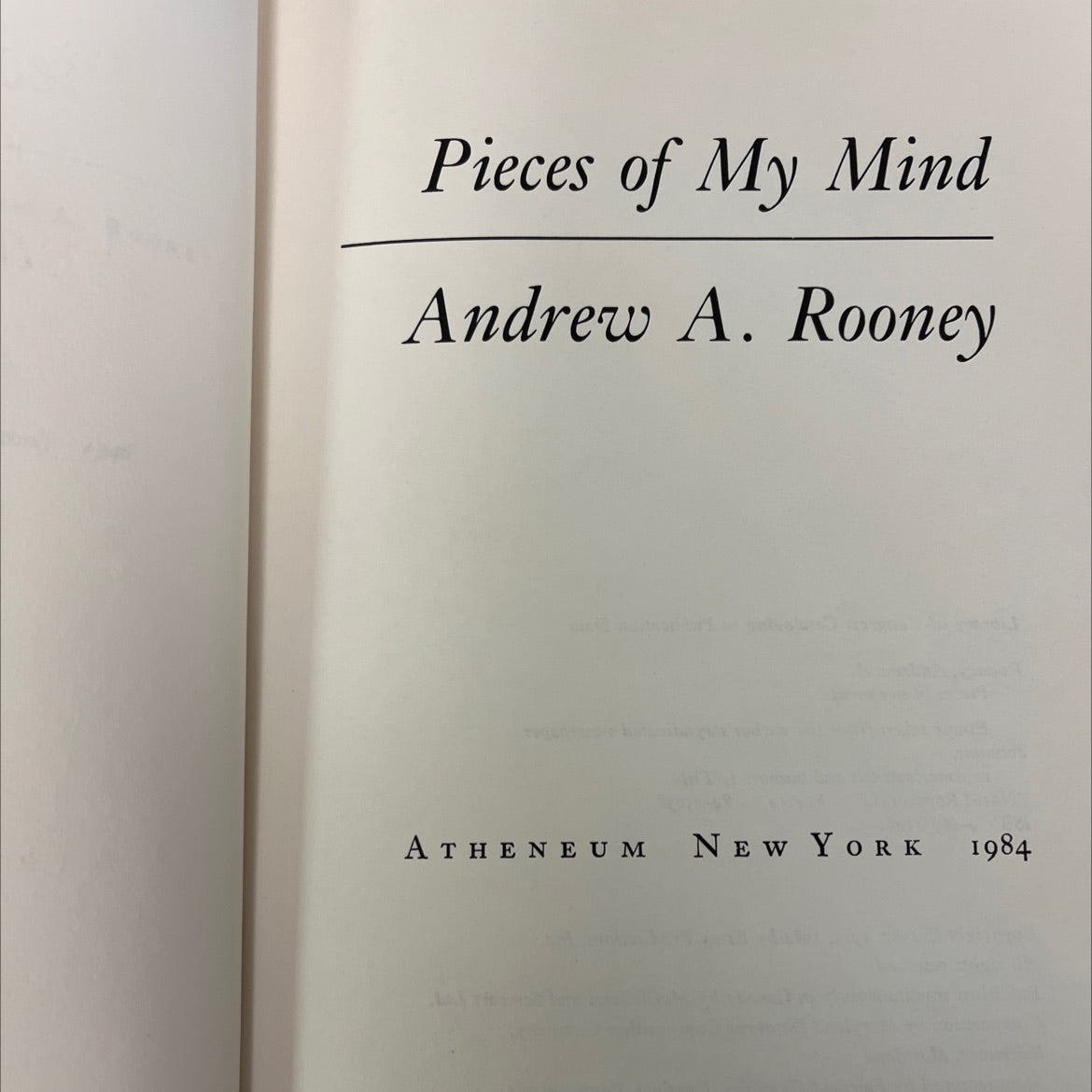 pieces of my mind book, by andrew a. rooney, 1984 Hardcover, First Edition, Vintage image 2