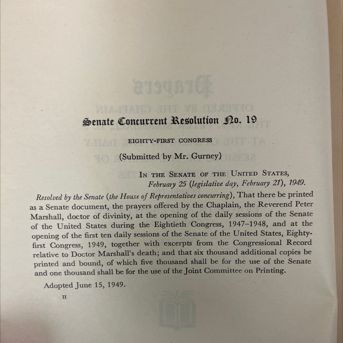prayers offered by the chaplain the rev peter marshall d d at the opening of the daily sessions of the senate of the image 3