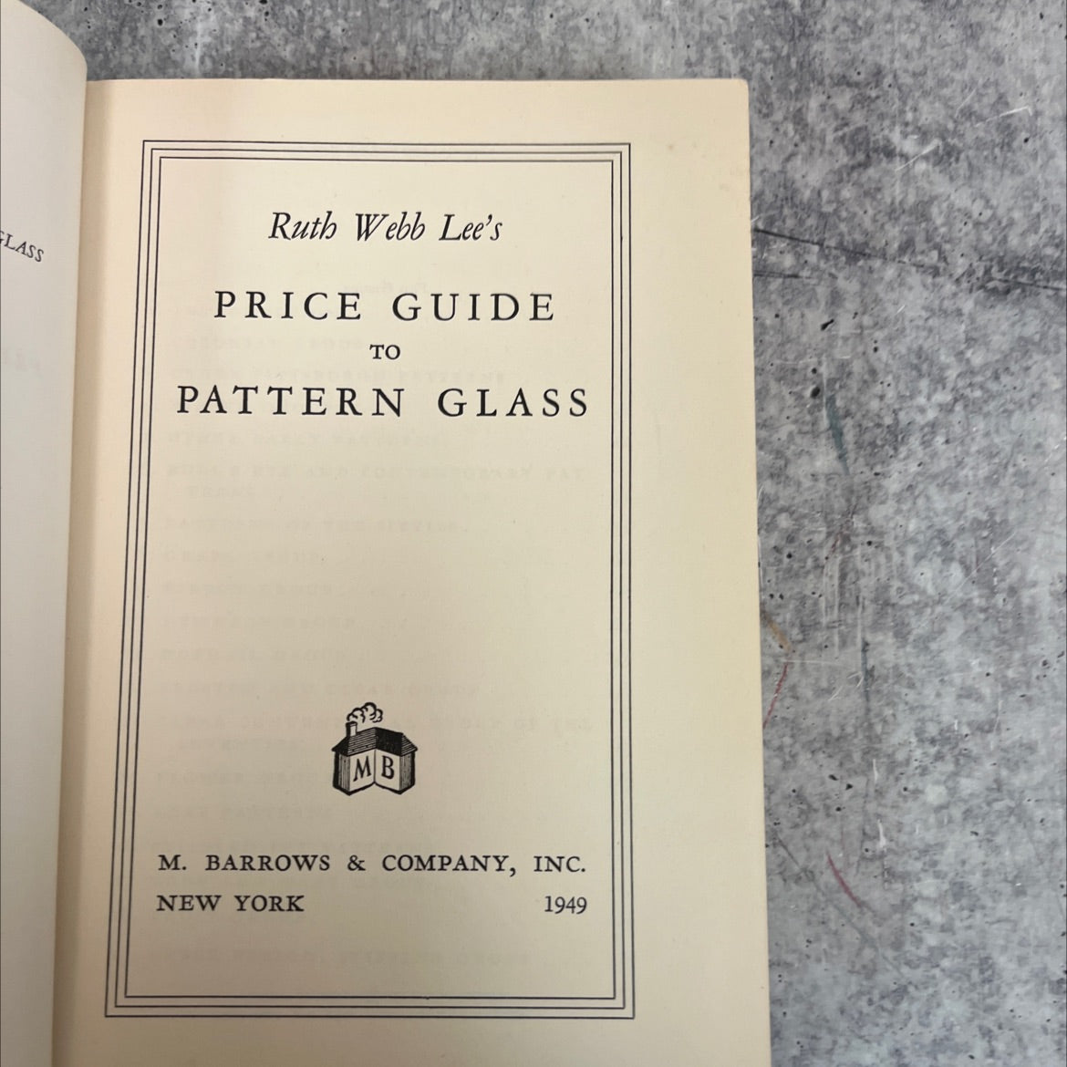 price guide to pattern glass book, by ruth webb lee, 1949 Hardcover image 2