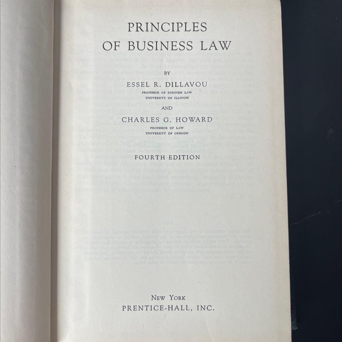 principles of business law book, by essel r. dillavou, charles g. howard, 1948 Hardcover, Vintage image 2