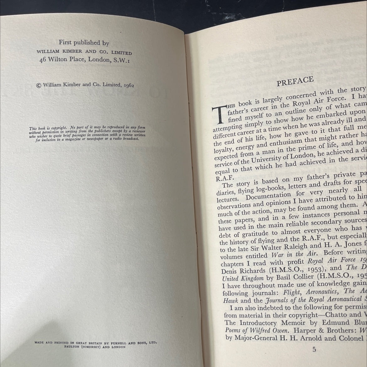 prudence hill to know the sky the life of air chief marshal sir roderic hill book, by prudence hill, 1962 Hardcover, image 3