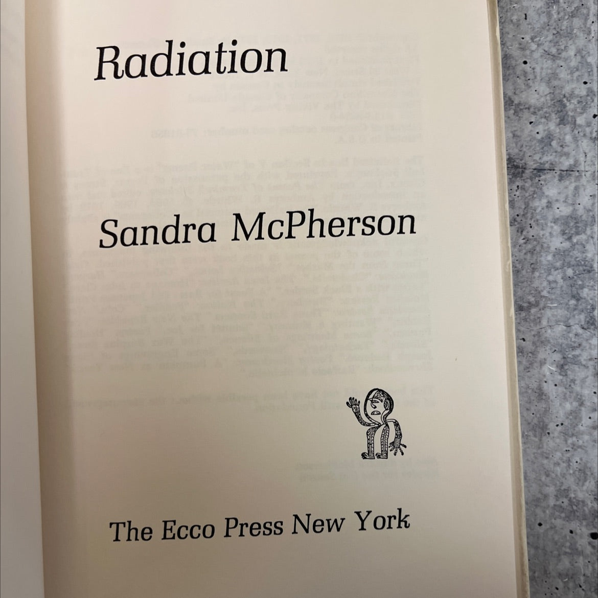 radiation book, by sandra mcpherson, 1973 Hardcover image 2