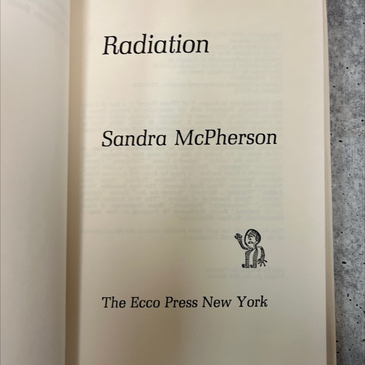 radiation book, by sandra mcpherson, 1973 Hardcover image 2