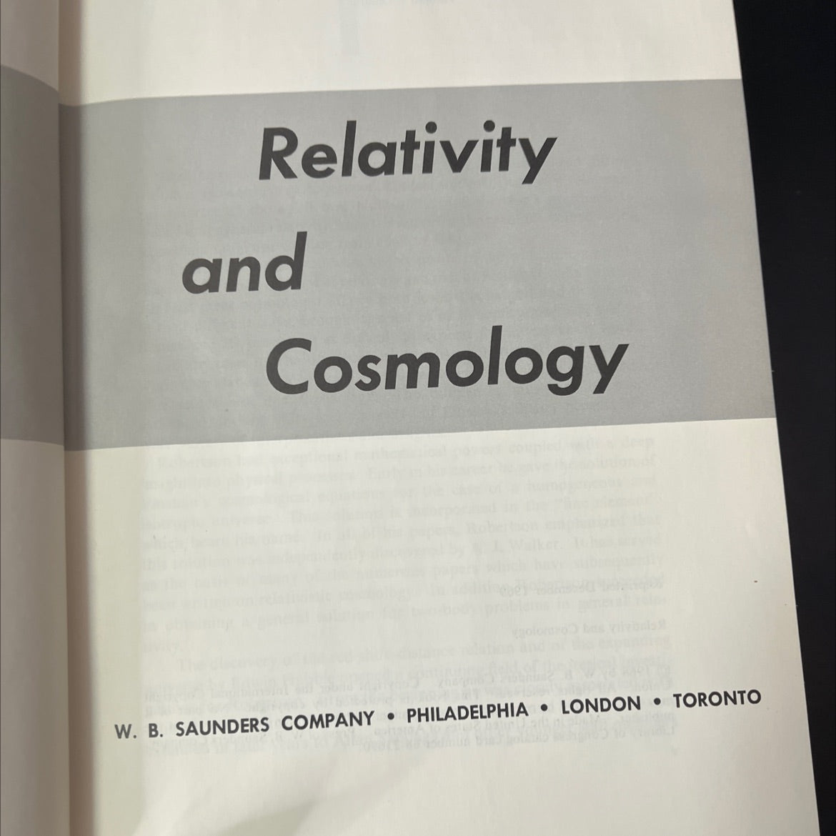 relativity and cosmology book, by unknown, 1969 Hardcover, Vintage image 2