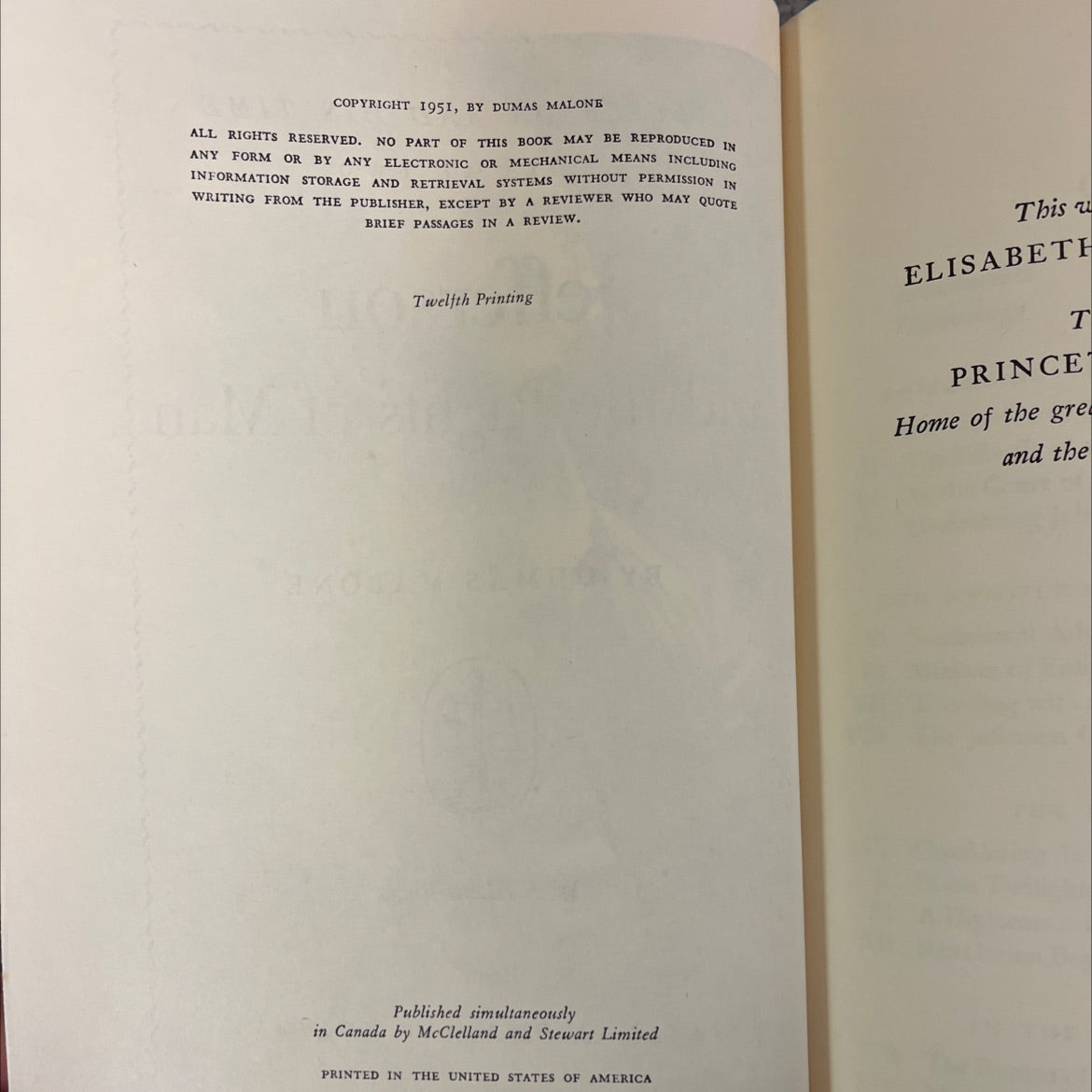 revolution jefferson and his time volume two jefferson and the rights of man book, by dumas malone, 1951 Hardcover, image 3