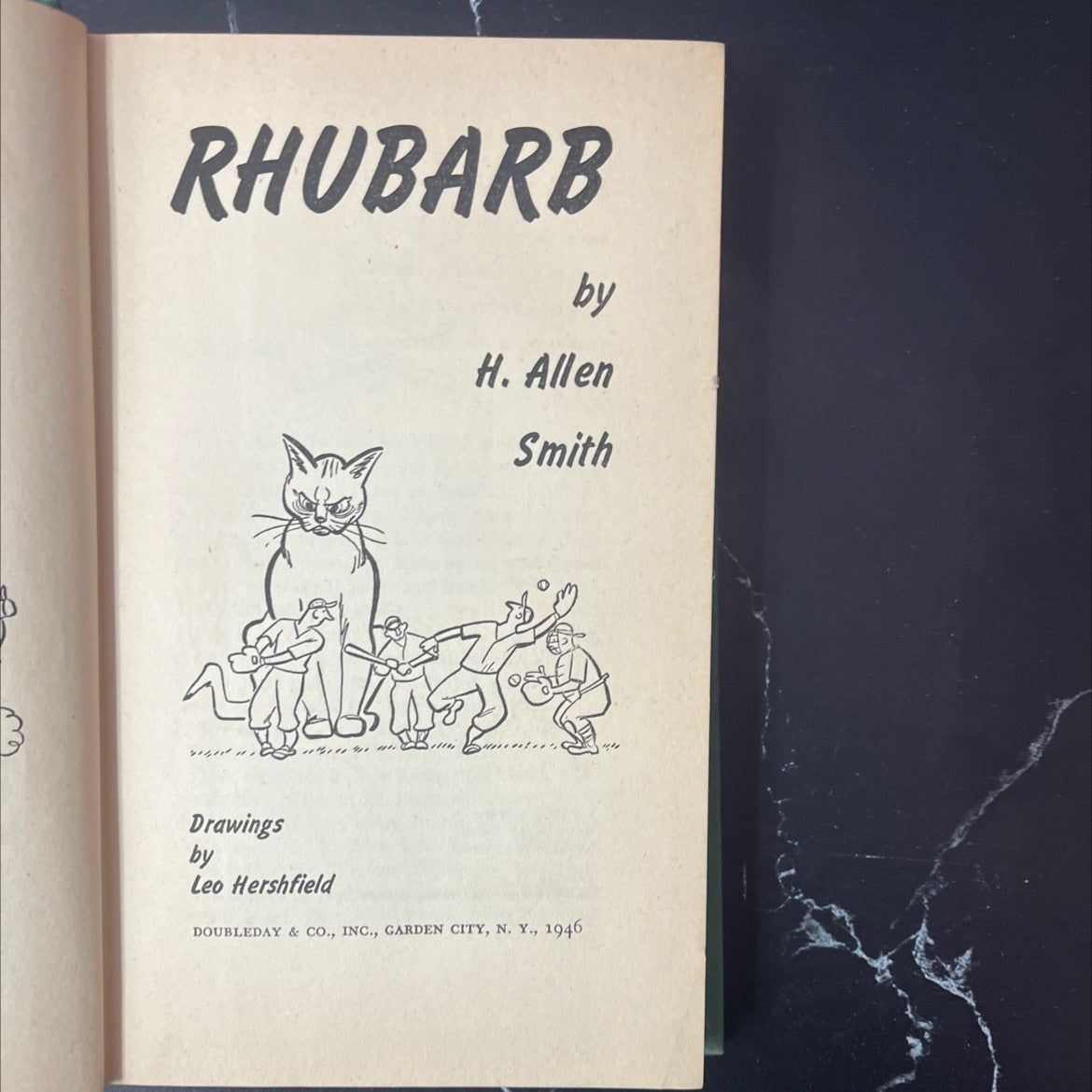 rhubarb book, by h. allen smith, 1946 Hardcover, First Edition, Vintage image 2