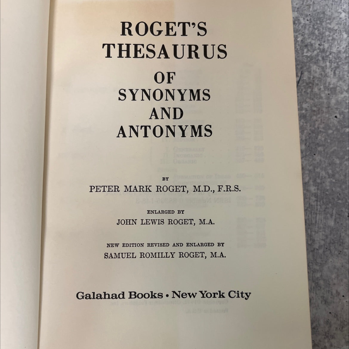 roget's thesaurus of synonyms and antonyms book, by peter mark roget, m.d., f.r.s., 1972 Hardcover, Vintage image 2