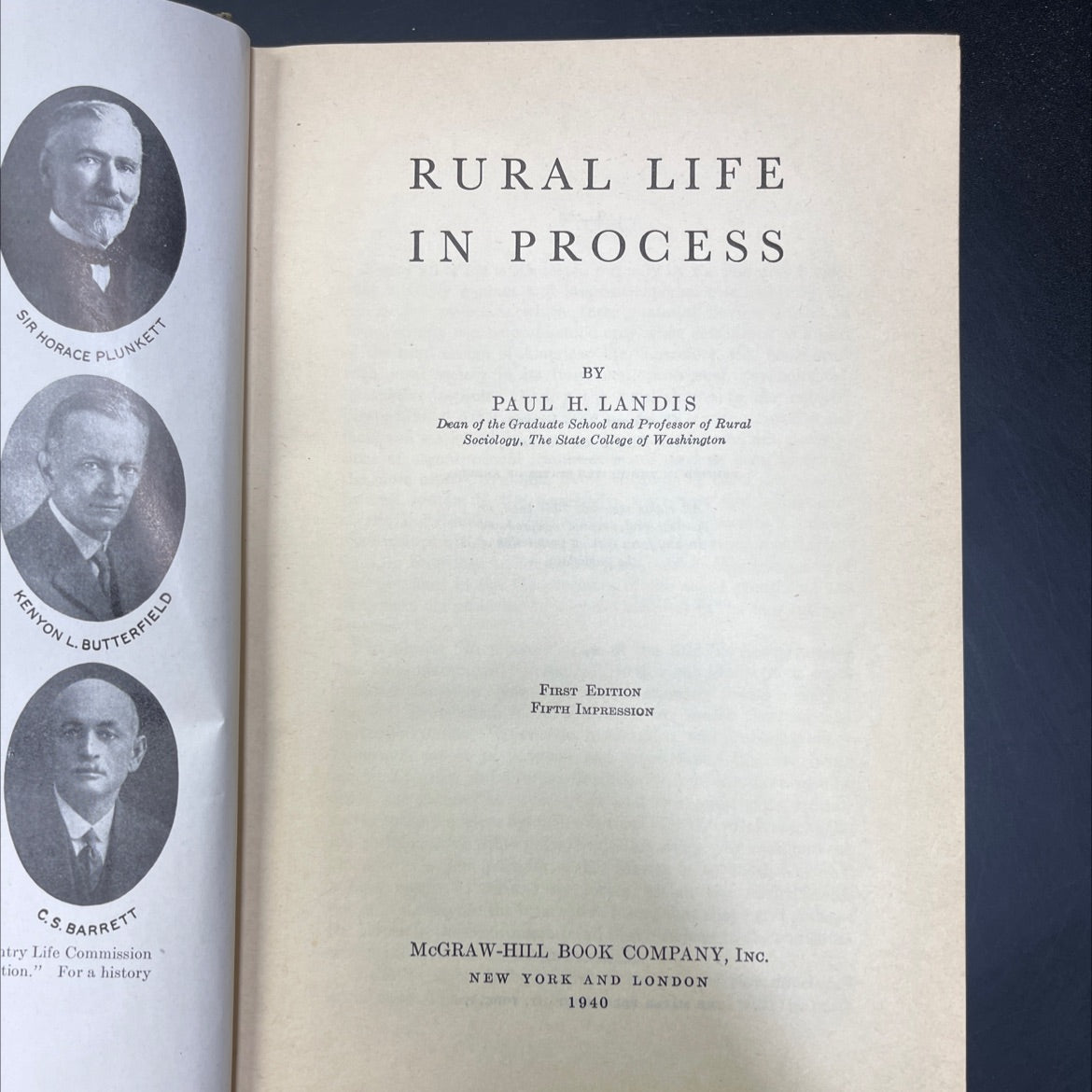 rural life in process book, by paul h. landis, 1940 Hardcover image 2