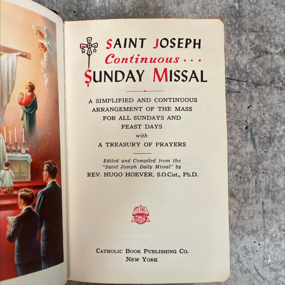 saint joseph continuous sunday missal book, by rev. hugo hoever, 1963 Leather, Vintage image 2