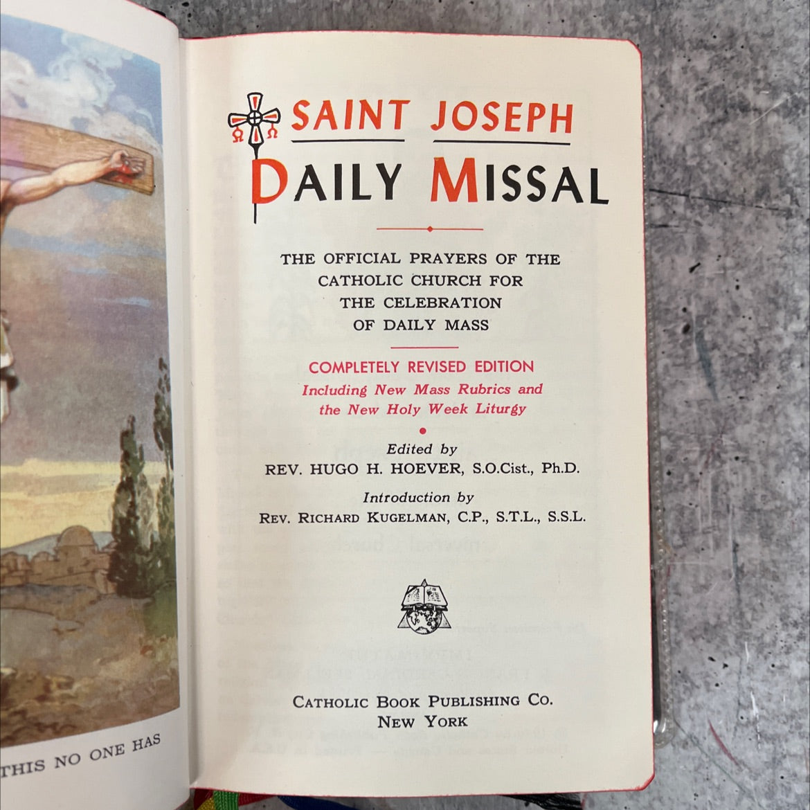 saint joseph daily missal book, by rev. hugo h. hoever, s.o.cist., ph.d., 1959 Leather, Vintage image 2