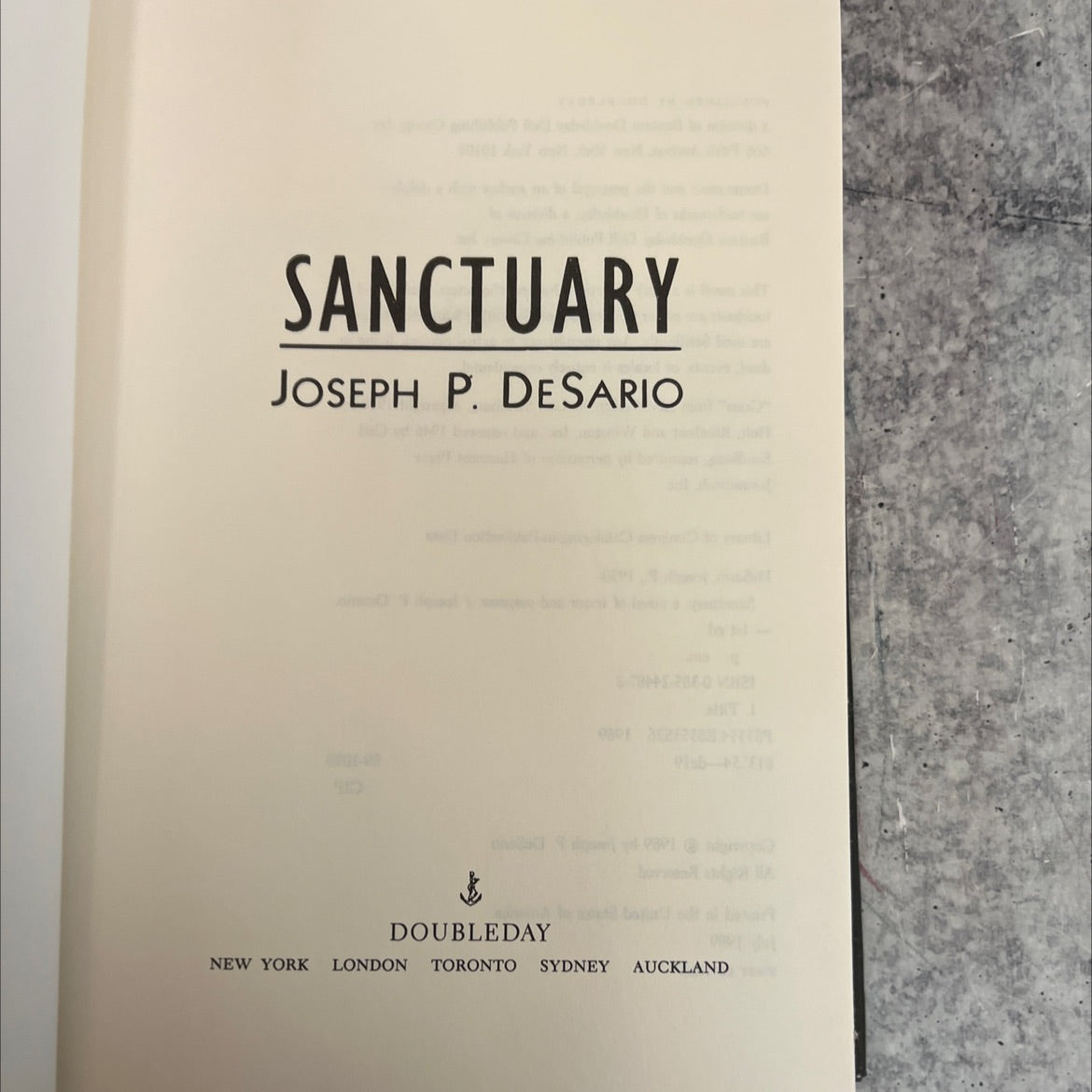 sanctuary book, by joseph p. desario, 1989 Hardcover image 2