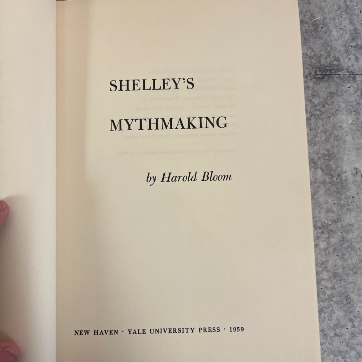 shelley's mythmaking book, by harold bloom, 1959 Hardcover image 2