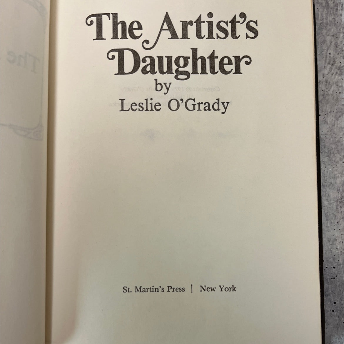 sht the artist's daughter book, by leslie o'grady, 1979 Hardcover image 2