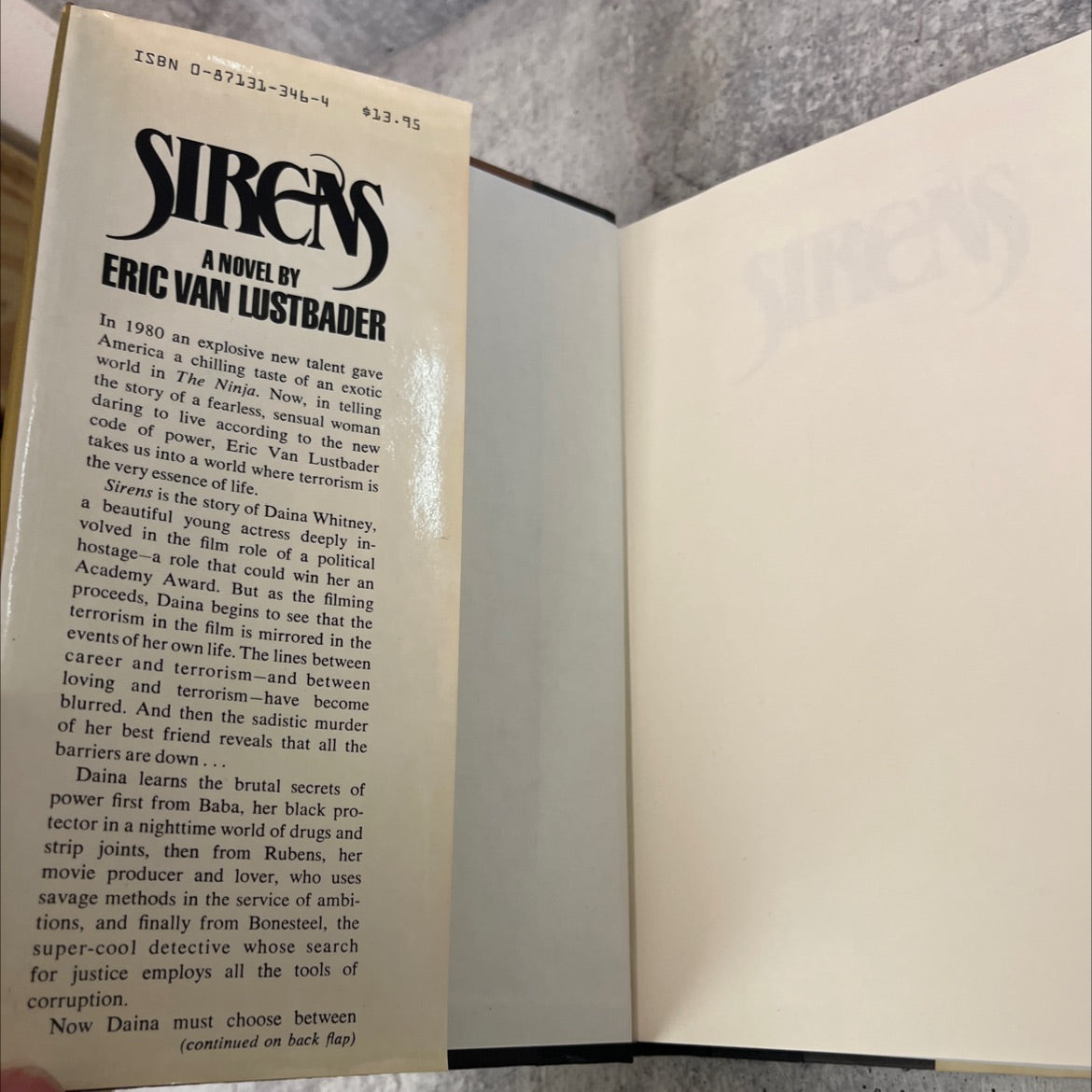 sirens book, by eric van lustbader, 1981 Hardcover image 4