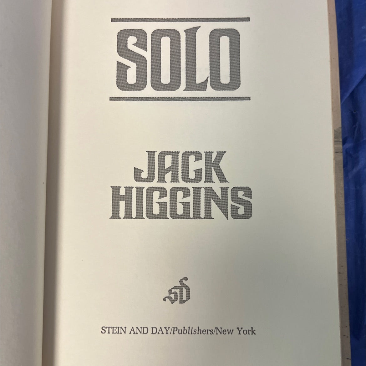 solo jack higgins book, by Jack Higgins, 1980 Hardcover image 2