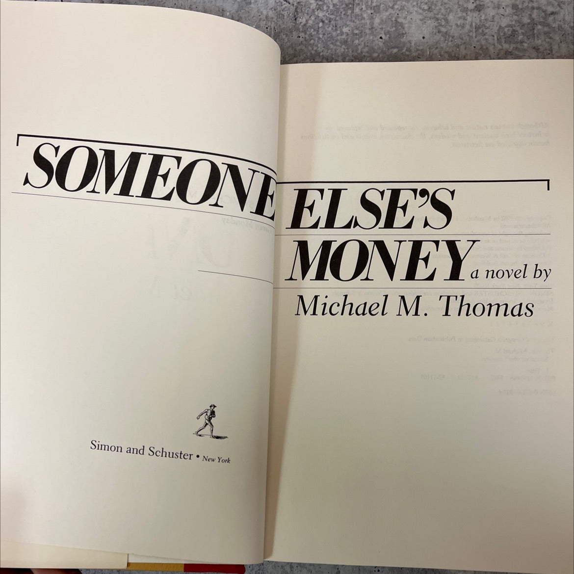 someone else's money book, by Michael M. Thomas, 1982 Hardcover, First Edition image 2