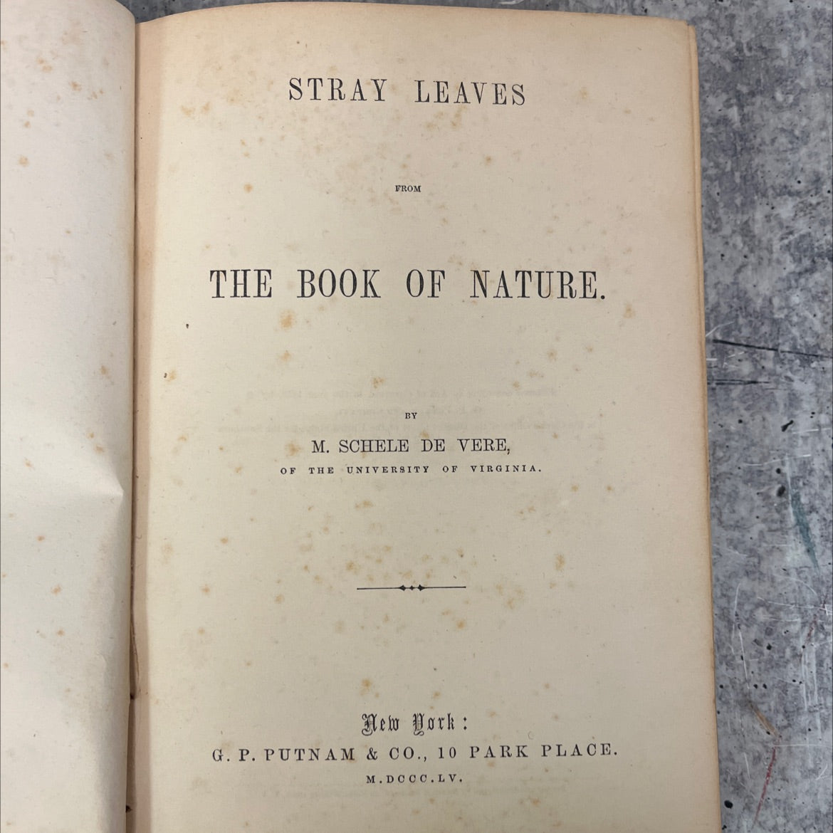 stray leaves from the book of nature book, by m. schele de vere, 1855 Hardcover, Rare, Antique image 2