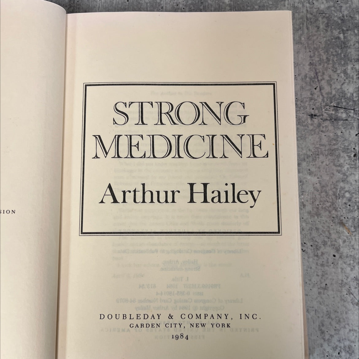 strong medicine book, by Arthur Hailey, 1984 Hardcover image 2