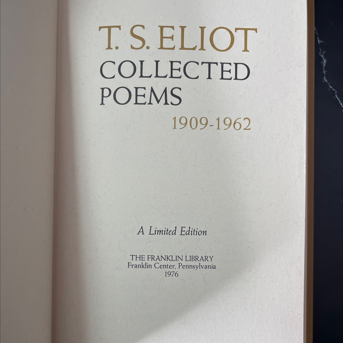 t. s. eliot collected poems 1909-1962 book, by t. s. eliot, 1976 Leather, Vintage image 2