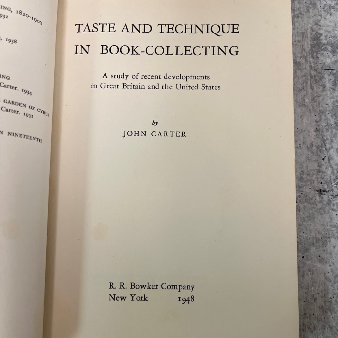 taste and technique in book-collecting book, by john carter, 1948 Hardcover, Vintage image 2