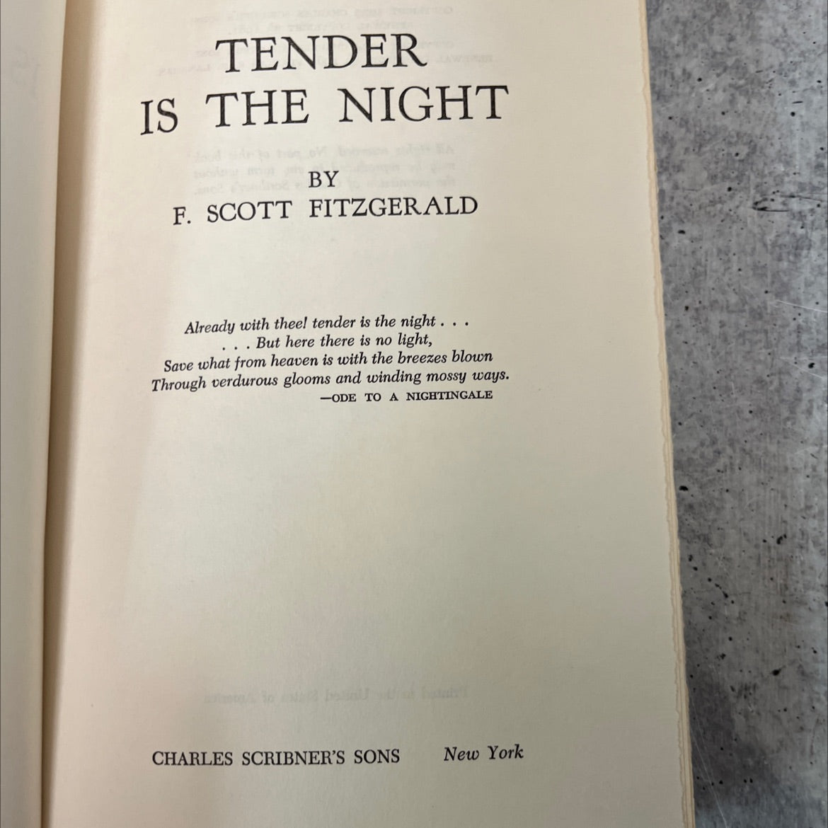 tender is the night book, by f. scott fitzgerald, 1961 Hardcover, Vintage image 2