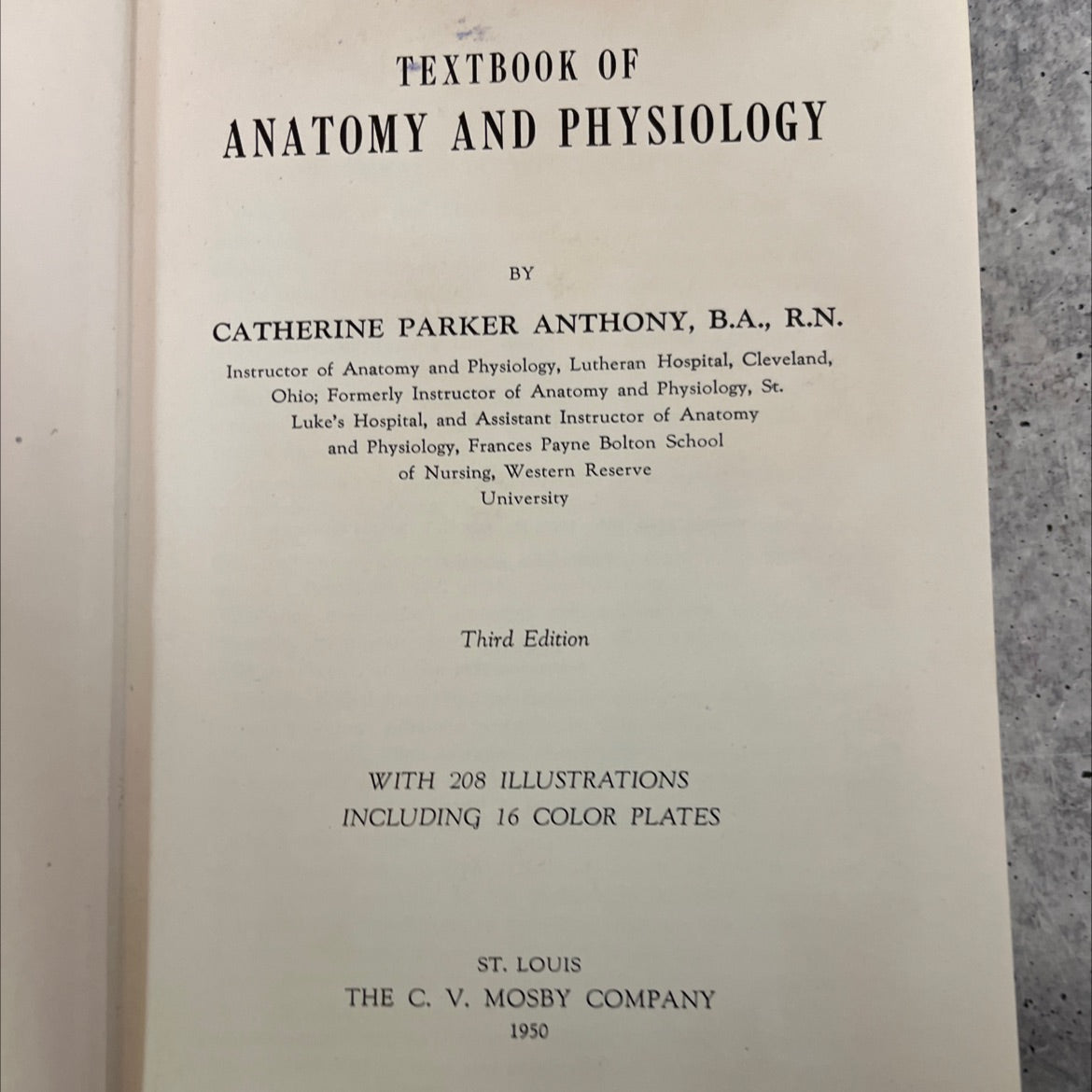 textbook of anatomy and physiology book, by catherine parker anthony, 1950 Hardcover, Vintage image 2