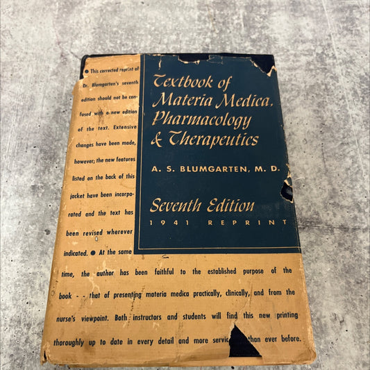 textbook of materia medica, pharmacology and therapeutics book, by a. s. blumgarten, m.d., f.a.c.p., 1937 Hardcover image 1