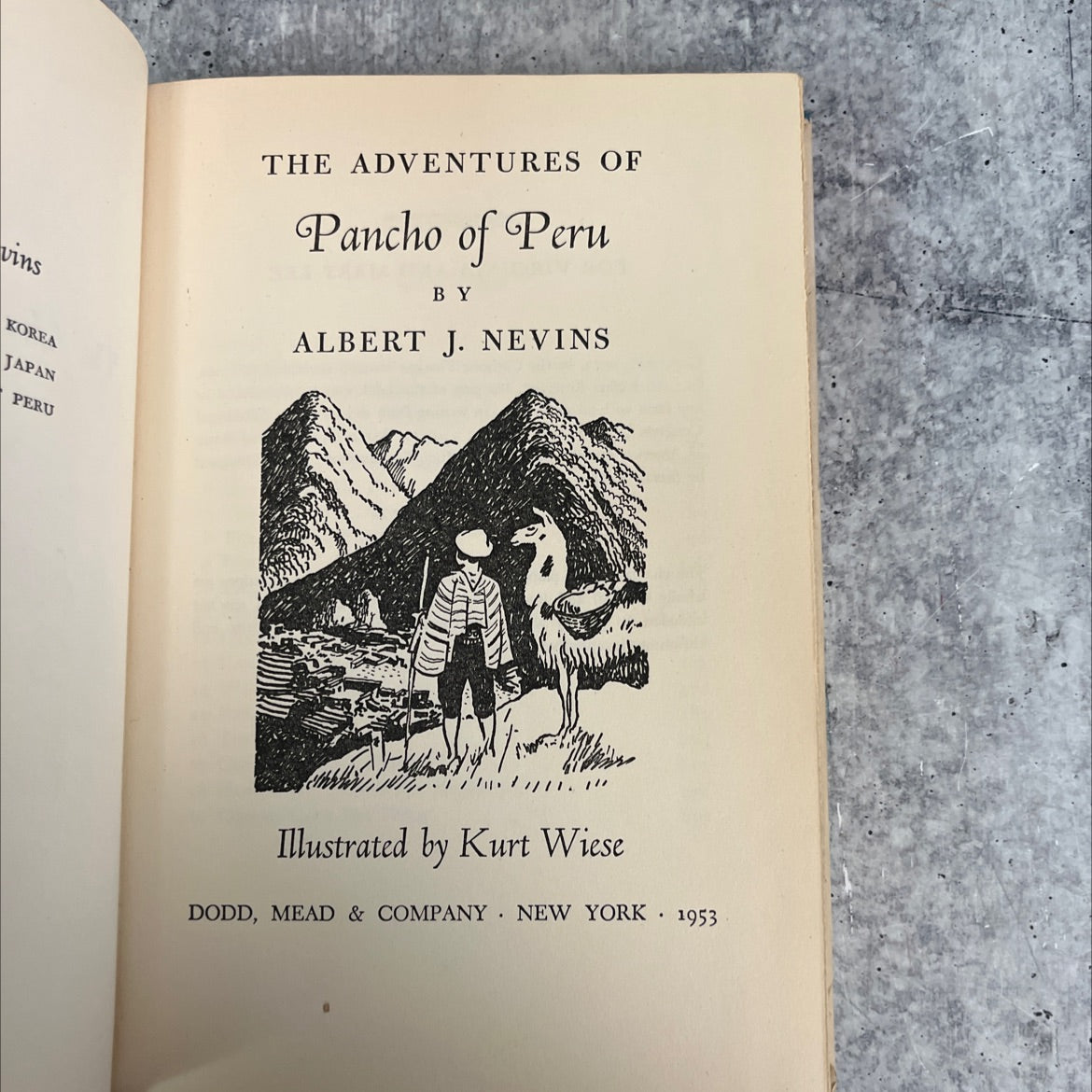 the adventures of pancho of peru book, by albert j. nevins, 1953 Hardcover image 2