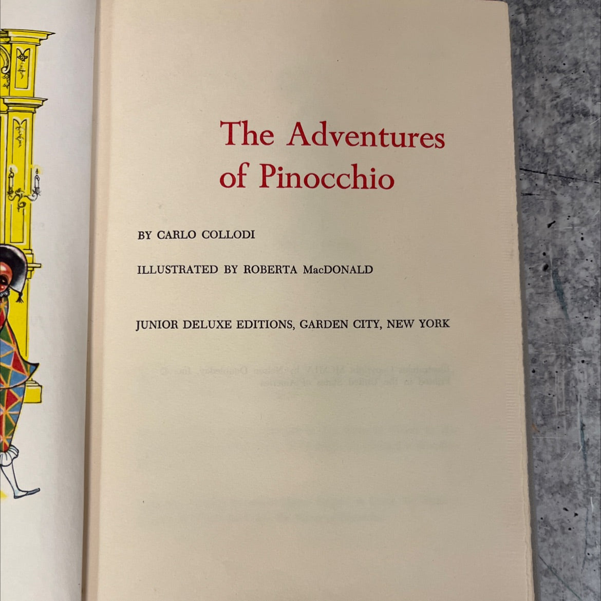 the adventures of pinocchio book, by carlo collodi, 1955 Hardcover, Vintage image 2