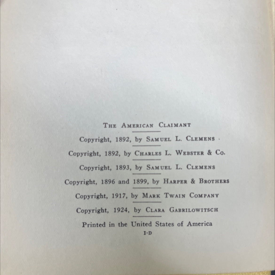 the american claimant book, by mark twain, 1924 Hardcover image 3