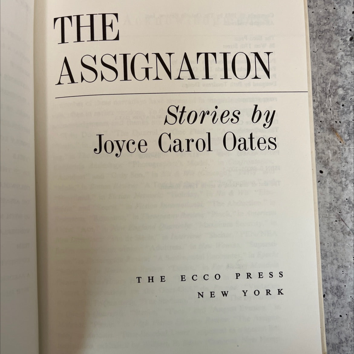 the assignation book, by joyce carol oates, 1988 Hardcover, First Edition image 2