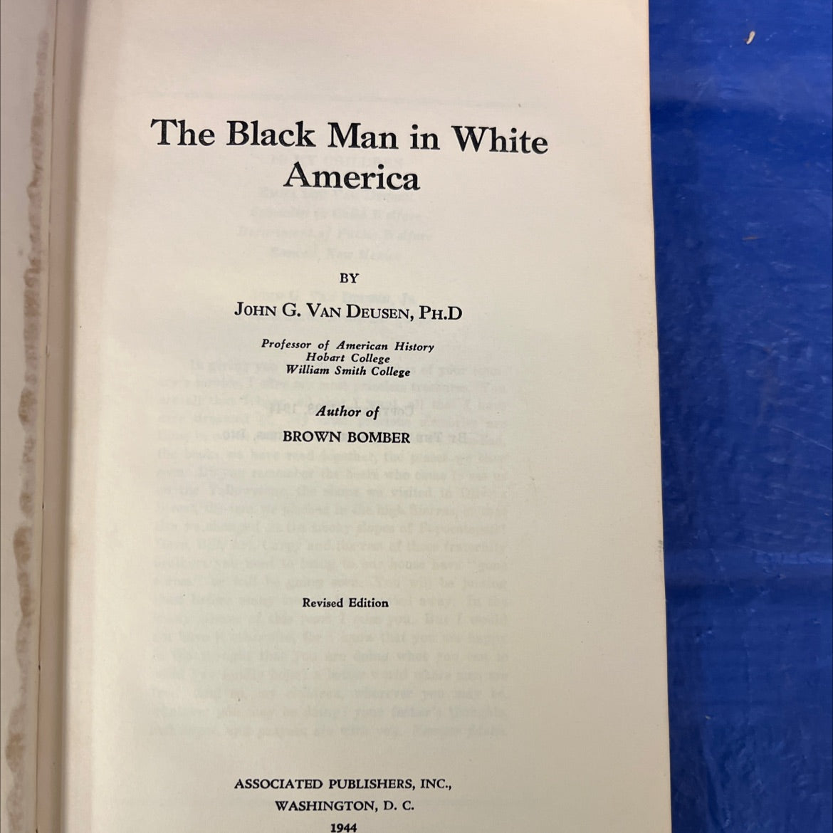 the black man in white america book, by john g. van deusen, ph.d, 1944 Hardcover image 2