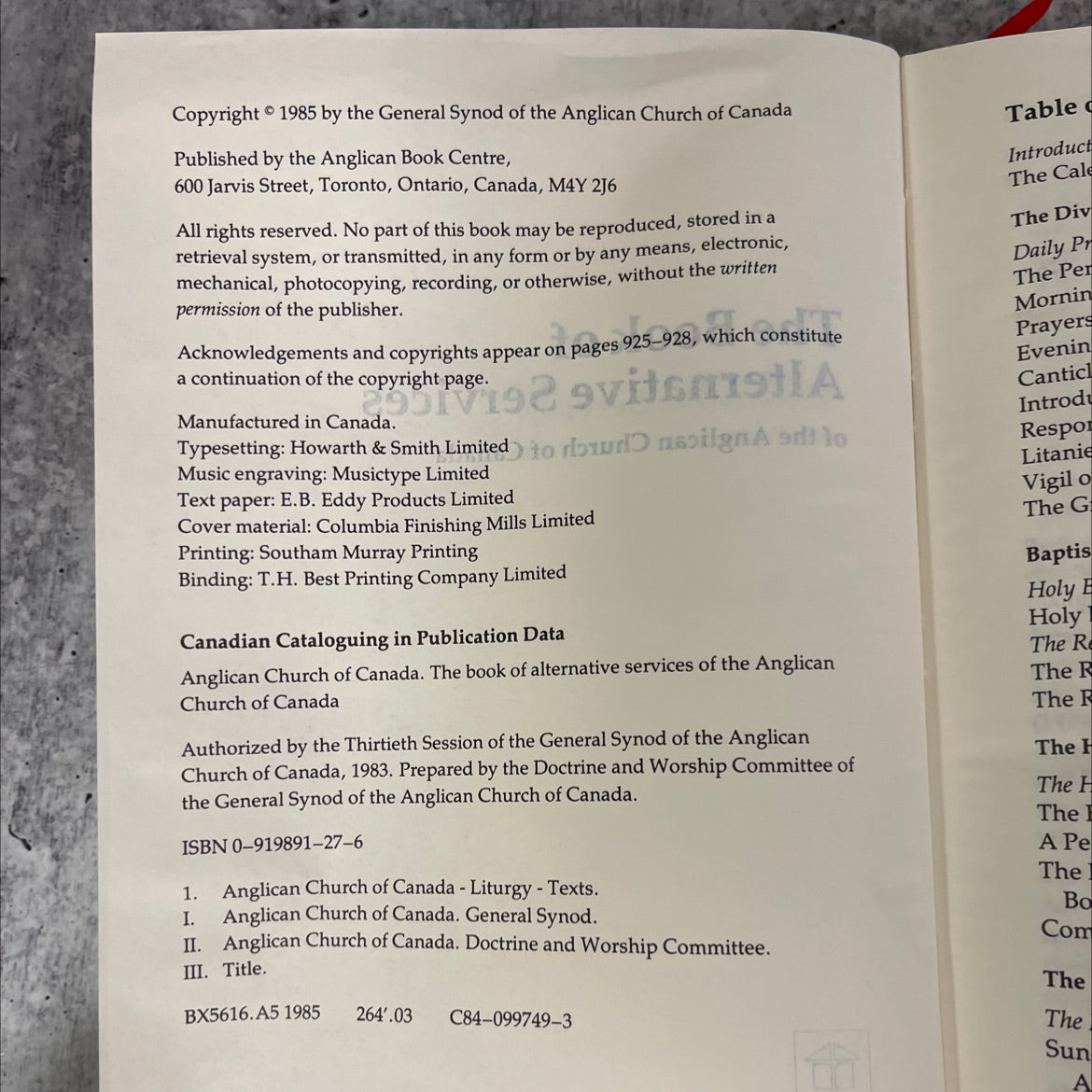 the book of alternative services of the anglican church of canada book, by anglican church of canada, 1985 Leather image 3