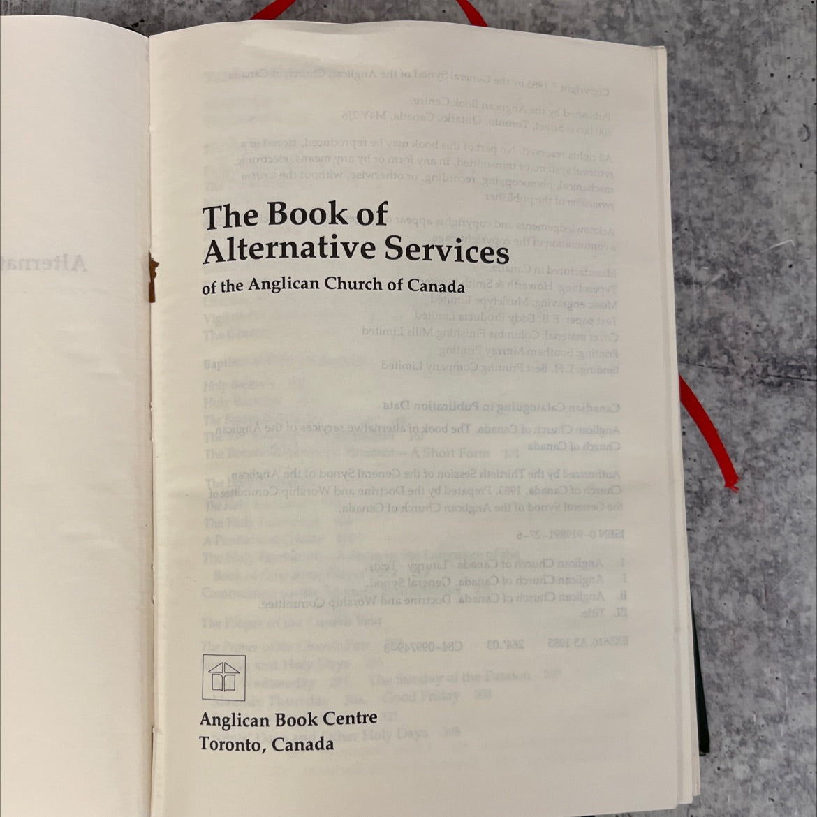 the book of alternative services of the anglican church of canada book, by anglican church of canada, 1985 Leather image 2