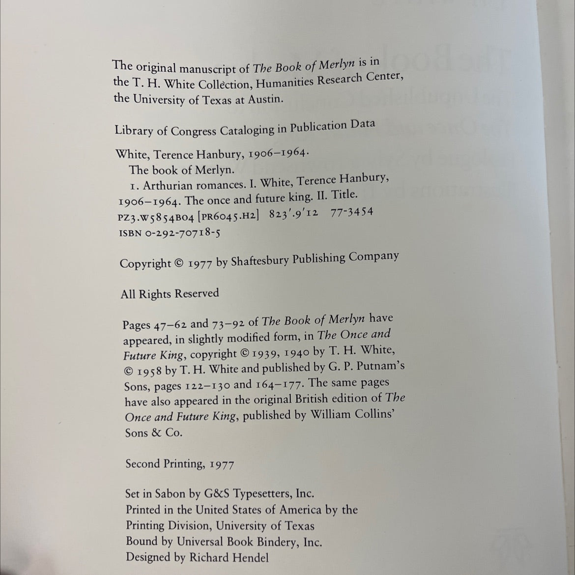 the book of merlyn the unpublished conclusion to the once and future king book, by T. H. White, 1977 Hardcover, Vintage image 3
