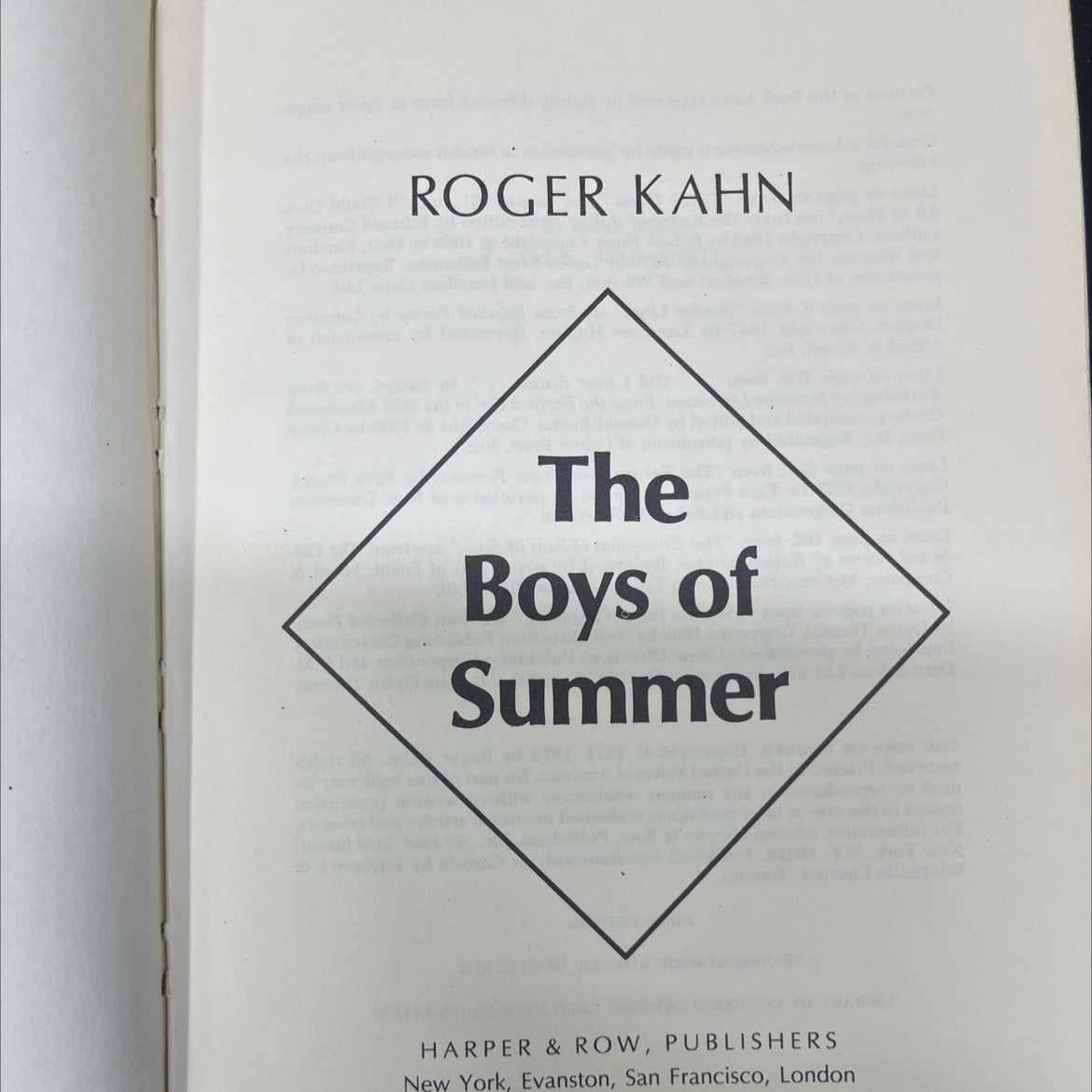 the boys of summer book, by roger kahn, 1972 Hardcover image 2