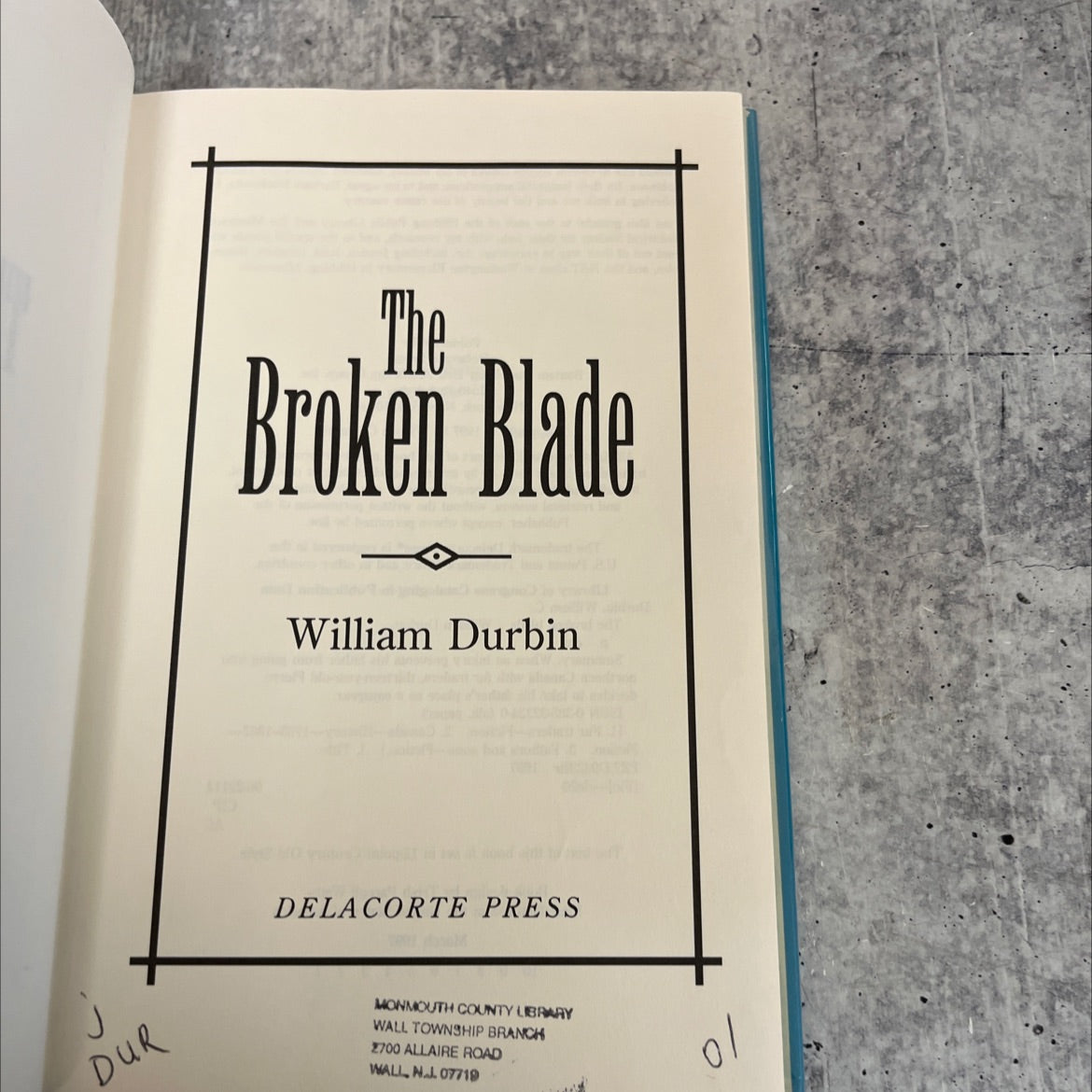 the broken blade book, by William Durbin, 1997 Hardcover image 2