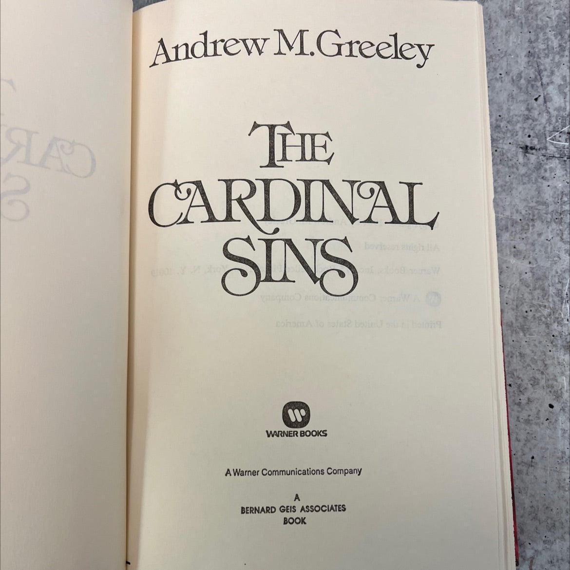 the cardinal sins book, by Andrew M. Greeley, 1981 Hardcover image 2