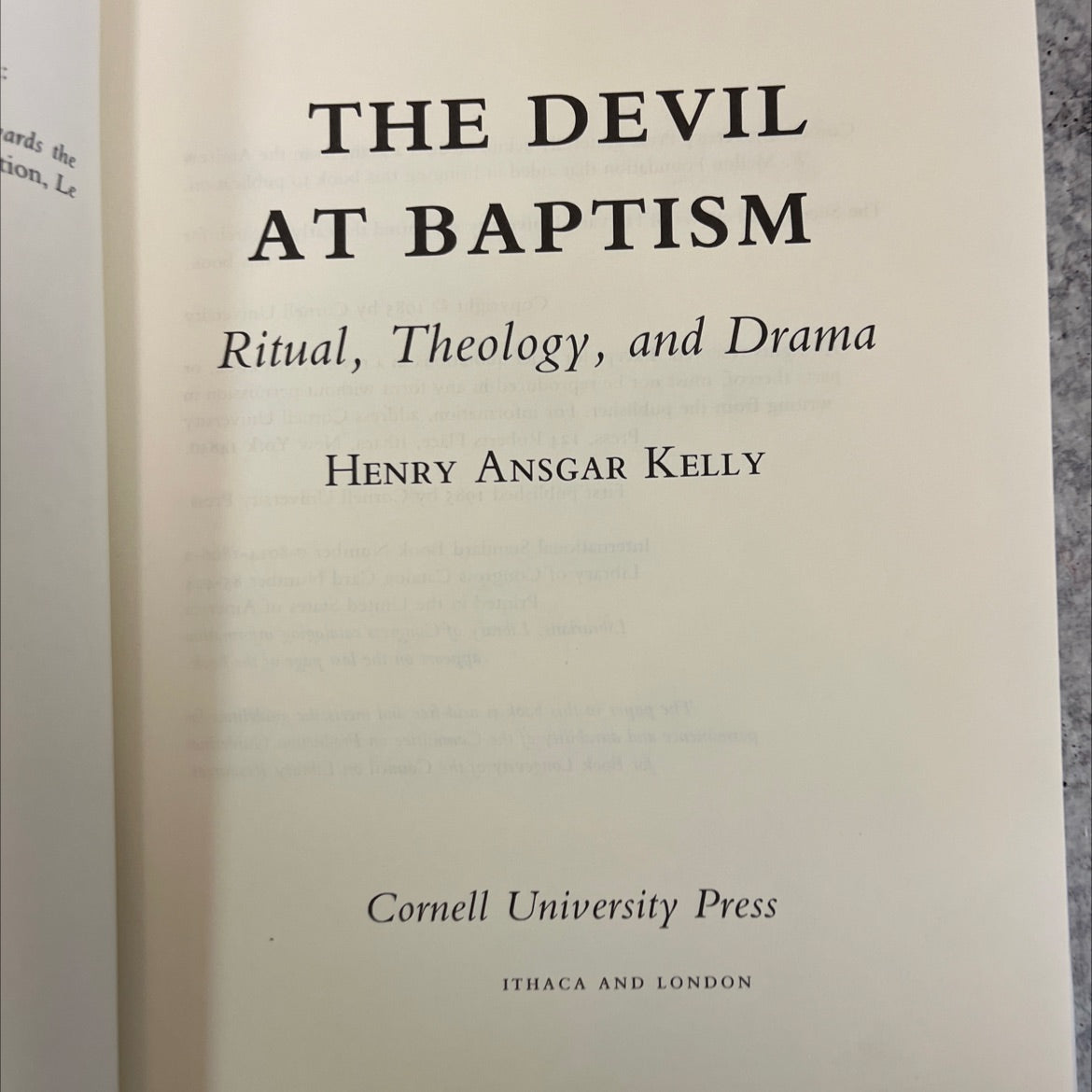 the devil at baptism book, by henry ansgar kelly, 1985 Hardcover, First Edition, Vintage image 2