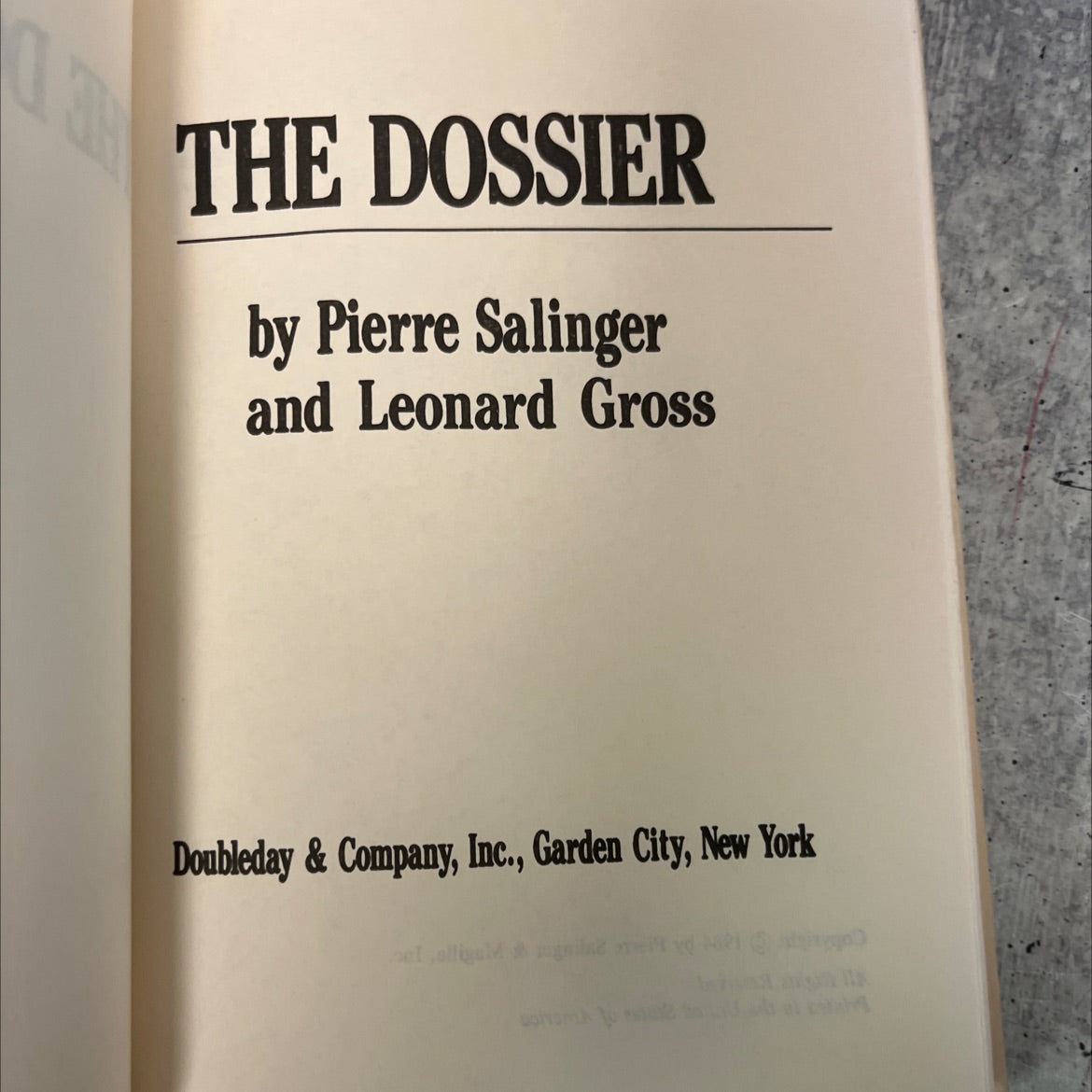 the dossier book, by Pierre Salinger and Leonard Gross, 1984 Hardcover, Vintage image 2